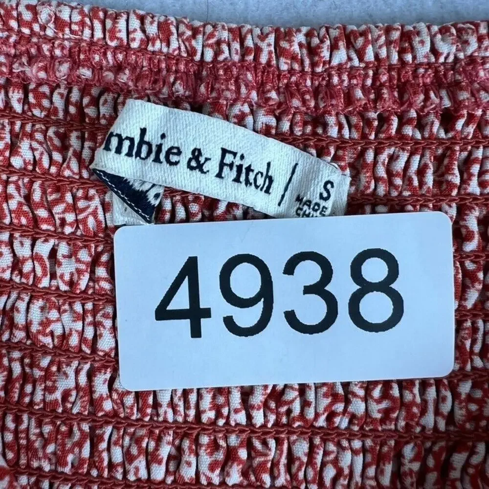 Abercrombie & Fitch Blouse Top Womens Small Red V-neck Long Puff Sleeve Ruched